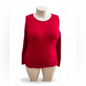 JM COLLECTION WOMEN'S STUDDED-CUFF SWEATER IN RED- SIZE XL